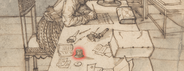 Pounce pot - Met Museum - interior man writing at table artist unknown